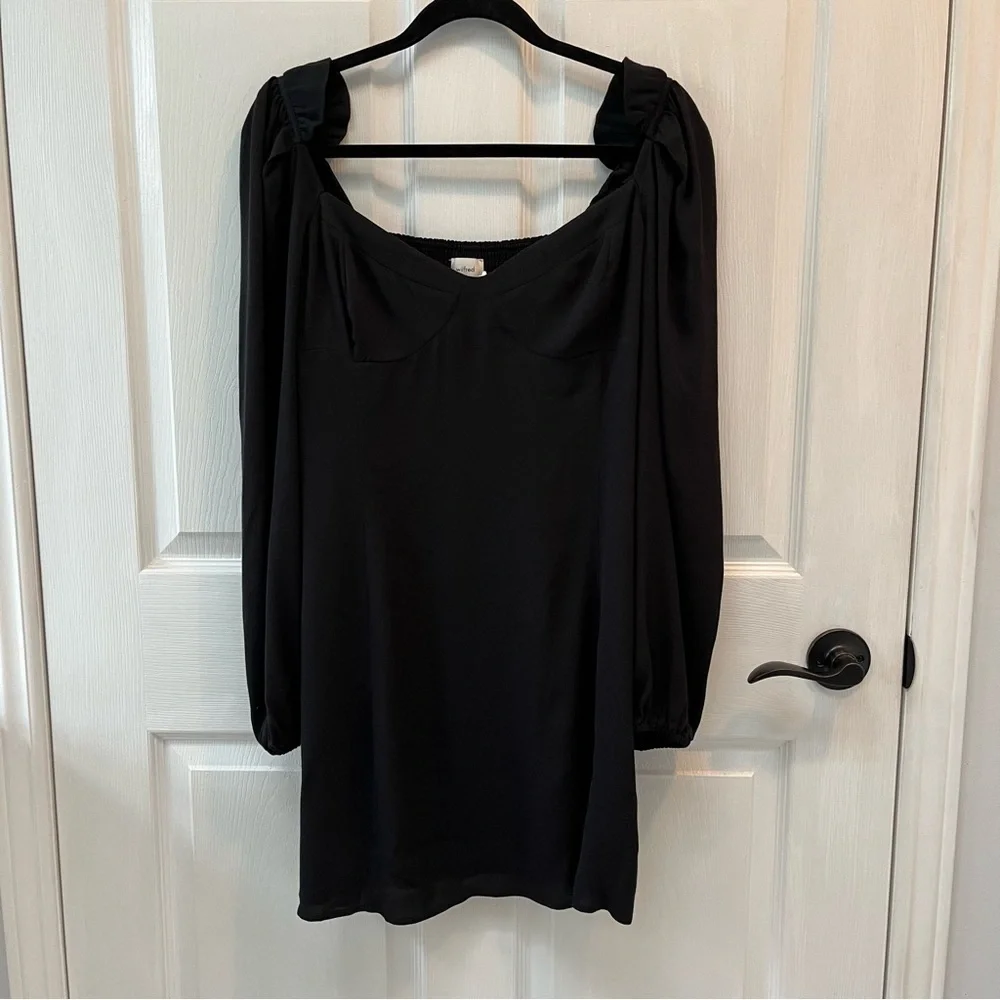 Wilfred Women’s Juliet Corset Novella Black Mini Dress Long Sleeve Ruching 14 - Picture 8 of 17